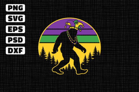 Funny Mardi Gras Sasquatch Bigfoot SVG