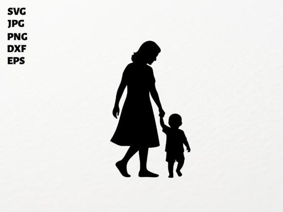 Mom and Child Walking SVG Sublimation